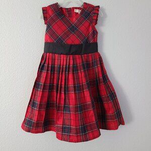 Hope & Henry Girls Red Plaid Holiday Dress Size 5